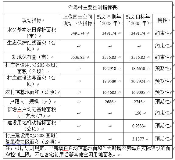 洋鸟村主要控制指标表.png